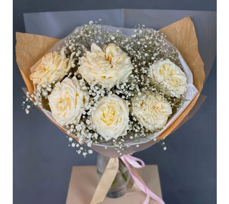 Duo Bouquet of Cream Roses&Baby's Breath