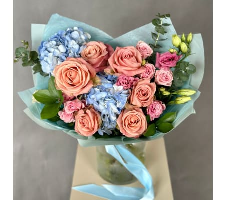“Pink-Blue Bliss” Mix Bouquet