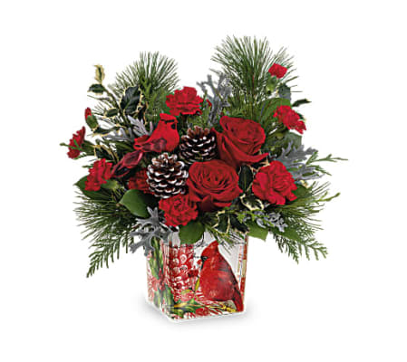 Cheery Cardinal Arrangement