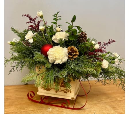 Christmas Sleigh Floral Arrangement