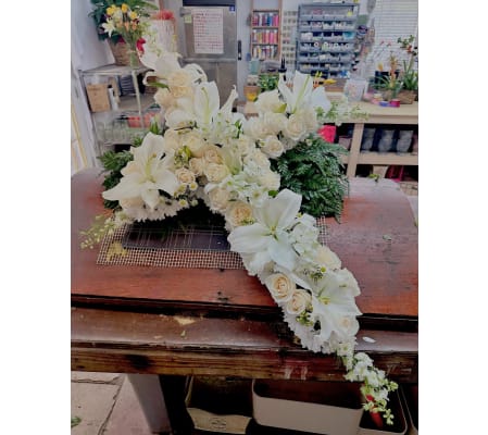 Beautiful in White Cross Spray