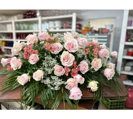 Pretty in Pink Sympathy Half Casket Spray