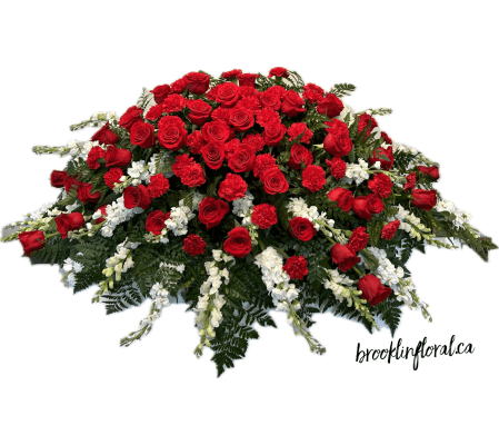 Eternally Yours Red Rose Casket Spray