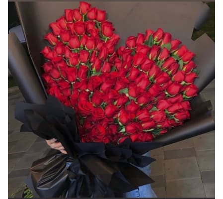 100 ROSES HEART WRAP BOUQUET