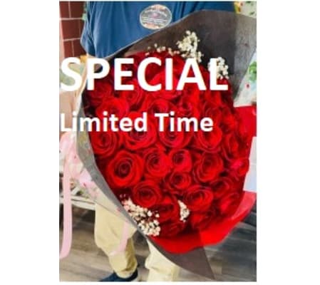 50 RED ROSES WRAPPED