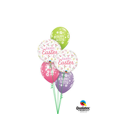 Happy Easter Ditsy Flowers Classic Balloon Bouquet