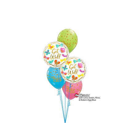 Get Well White Gold Classic Confetti Balloon Bouquet