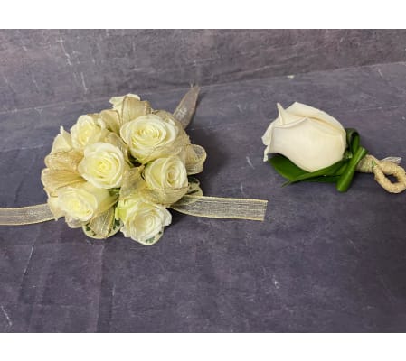 Roses Wrist Corsage (equivalent Boutonniere sold separately)