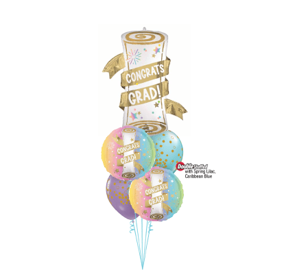 Grad Diploma Pastel Grad Party Cheerful Balloon Bouquet