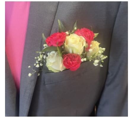 Pocket Boutonniere with a Pop of Pink