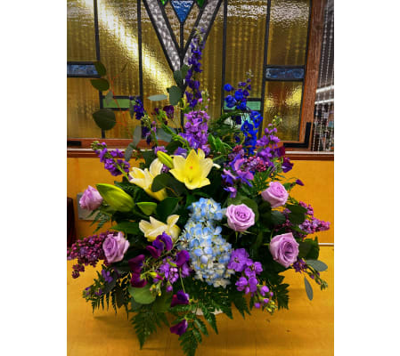 Mixed Purple Funeral Basket