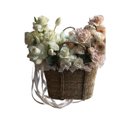 Basket of spring flowers