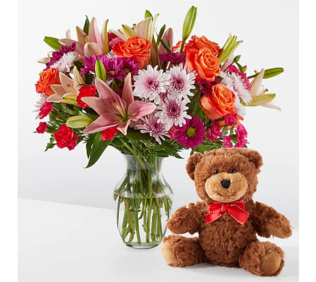 Here's Looking at You Bouquet & Bear Set