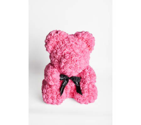 Pink Rose Teddy Bear with box