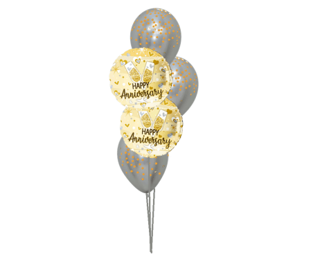 Happy Anniversary Glasses Confetti Classic Balloon Bouquet
