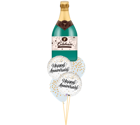 Champagne Bottle Anniversary Metallic Cheerful Balloon Bouquet