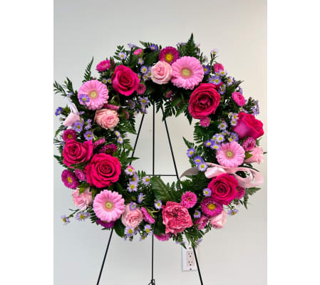 Pretty in Pink Sympathy Wreath