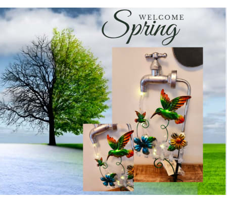 SOLAR HUMMING BIRD CHASING LIGHT WATER FAUCET STAKE 2