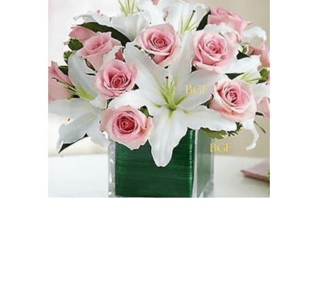 White Lilies and Pink Roses 