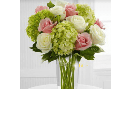 Green love Pink Roses 