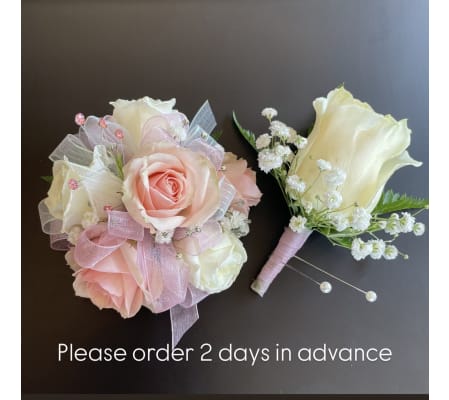 Mini Roses Wrist Corsage Duo