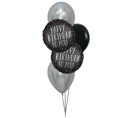 Happy Birthday To You Satin Dot Classic Balloon Bouquet