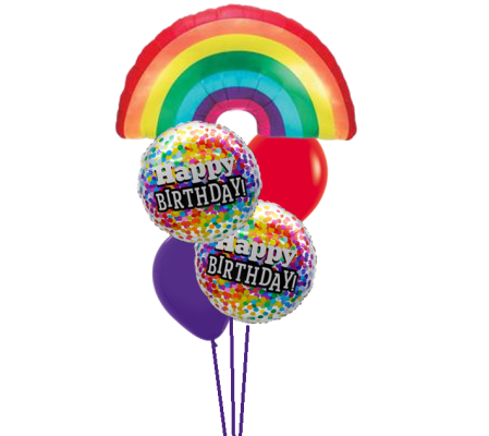 Bright Birthday Rainbow Confetti Cheerful Balloon Bouquet