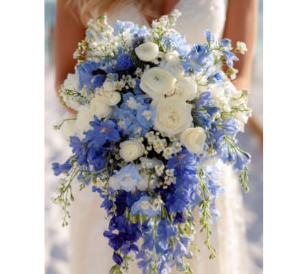 Wedding Cascading something blue Bridal bouquet