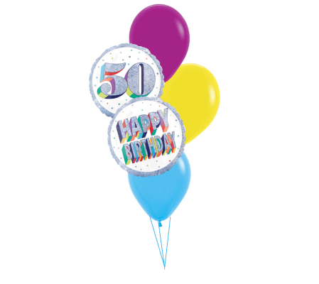 Here's To 50 Colourful Classic Balloon Bouquet