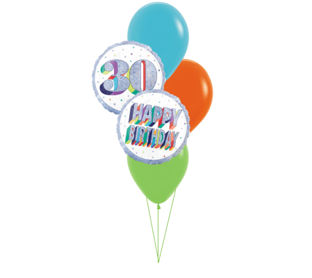 Here's To 30 Colourful Classic Balloon Bouquet