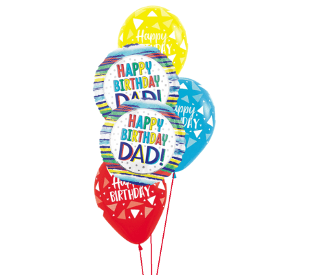 Happy Birthday Dad Painted Stripes Classic Balloon Bouquet