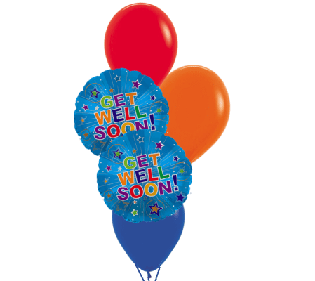 Get Well Soon Silver Burst Classic Balloon Bouquet