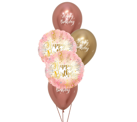 Happy Birthday Rose Gold Classic Balloon Bouquet