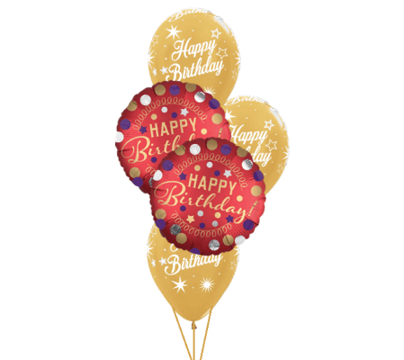 Red Satin Birthday Classic Balloon Bouquet