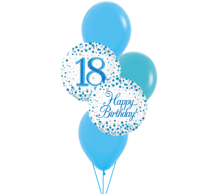 Sparkling Fizz 18th Blue Birthday Colourful Classic Balloon Bouqu