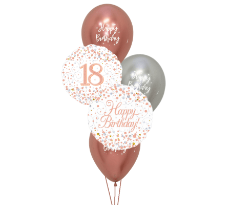 Sparkling Fizz 18th White & Rose Gold Birthday Classic Balloon Bo