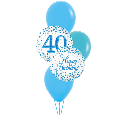 Sparkling Fizz 40th Blue Birthday Colourful Classic Balloon Bouqu