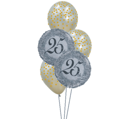 Wedding Anniversary 25th Confetti Classic Balloon Bouquet