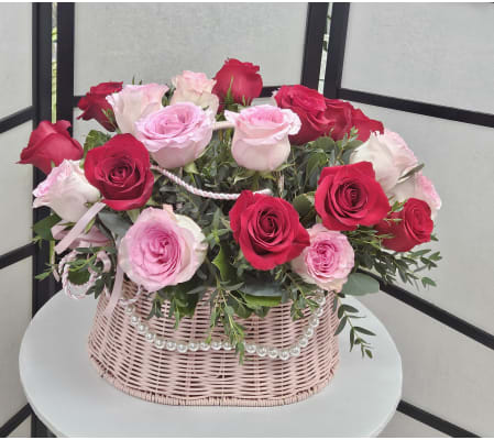 Sophisticated Pink and Red Basket 