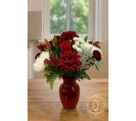 Crimson & Snow Holiday Vase