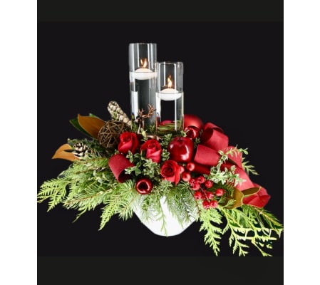 Crimson Candlelight Charm Centrepiece