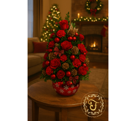 Crimson Noël Boxwood Tree