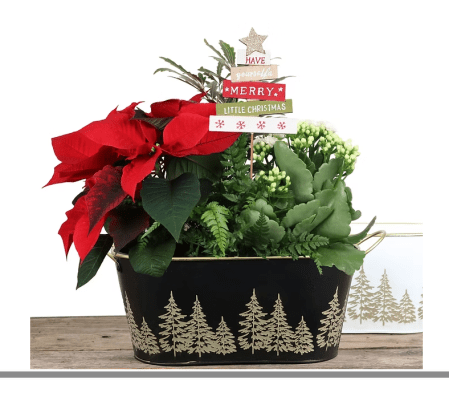Gold tree Christmas planter (white or black)