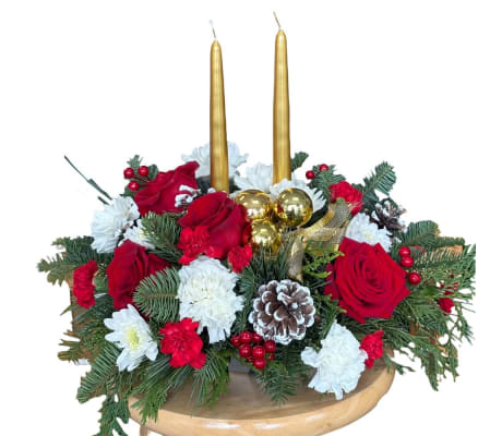 Classic Christmas centerpiece with candles