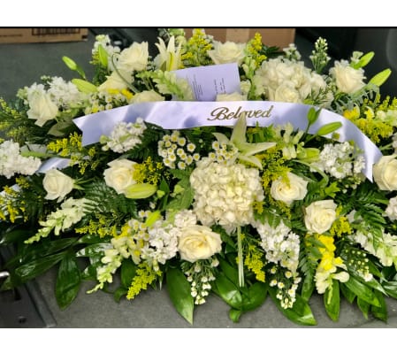 Beloved White Garden Casket Spray