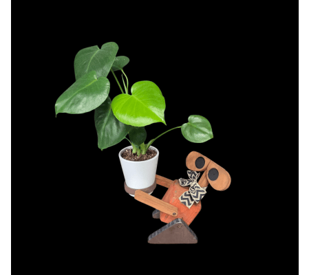 Wood Robot Planter 