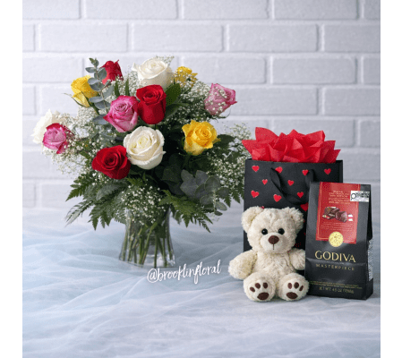 Mixed Coloured Dozen Roses