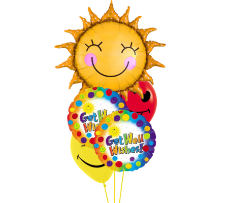 Sunhine Sun Smile Get Well Swirls Cheerful Balloon Bouquet