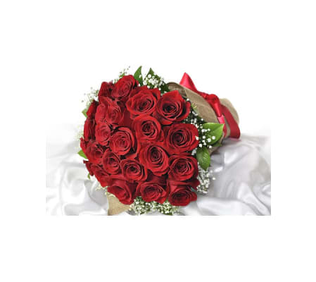 Two Dozen Roses wrap in burlap (Choose a Color)