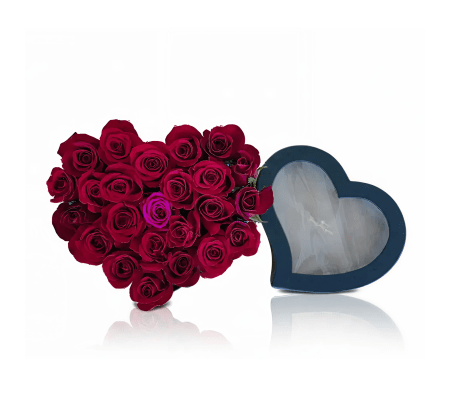 Red Roses In A Heart Shaped Box